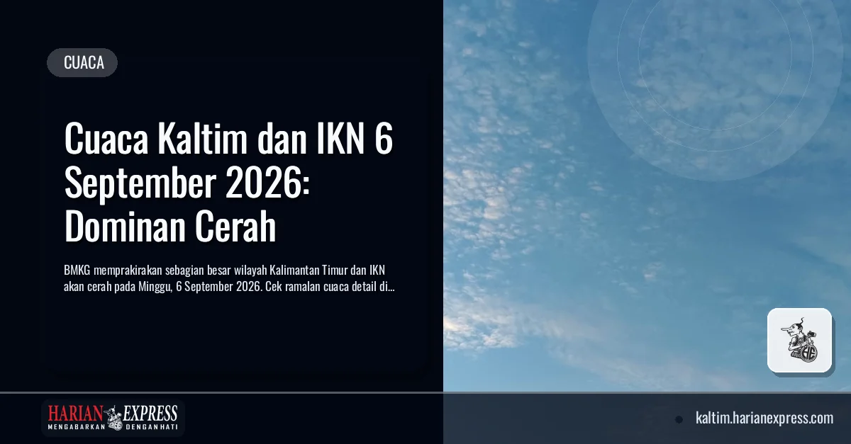 Cuaca Kaltim dan IKN 6 September 2026: Dominan Cerah