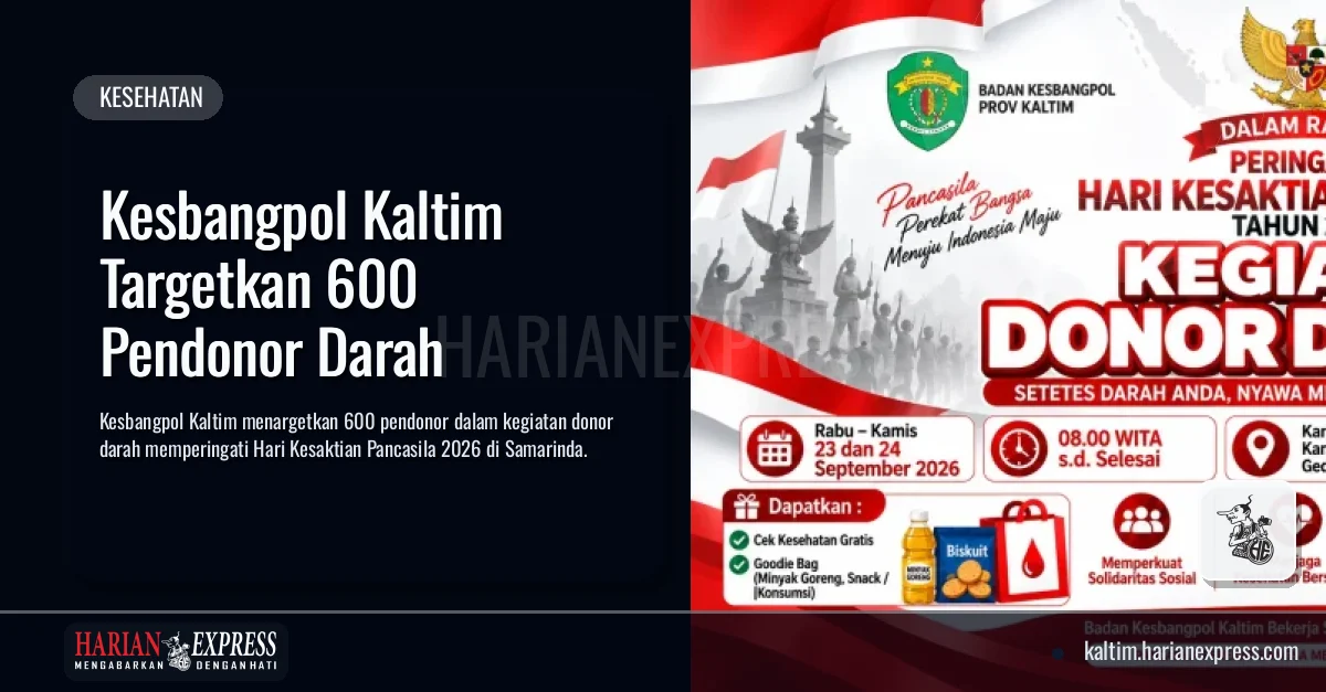 Kesbangpol Kaltim Targetkan 600 Pendonor Darah