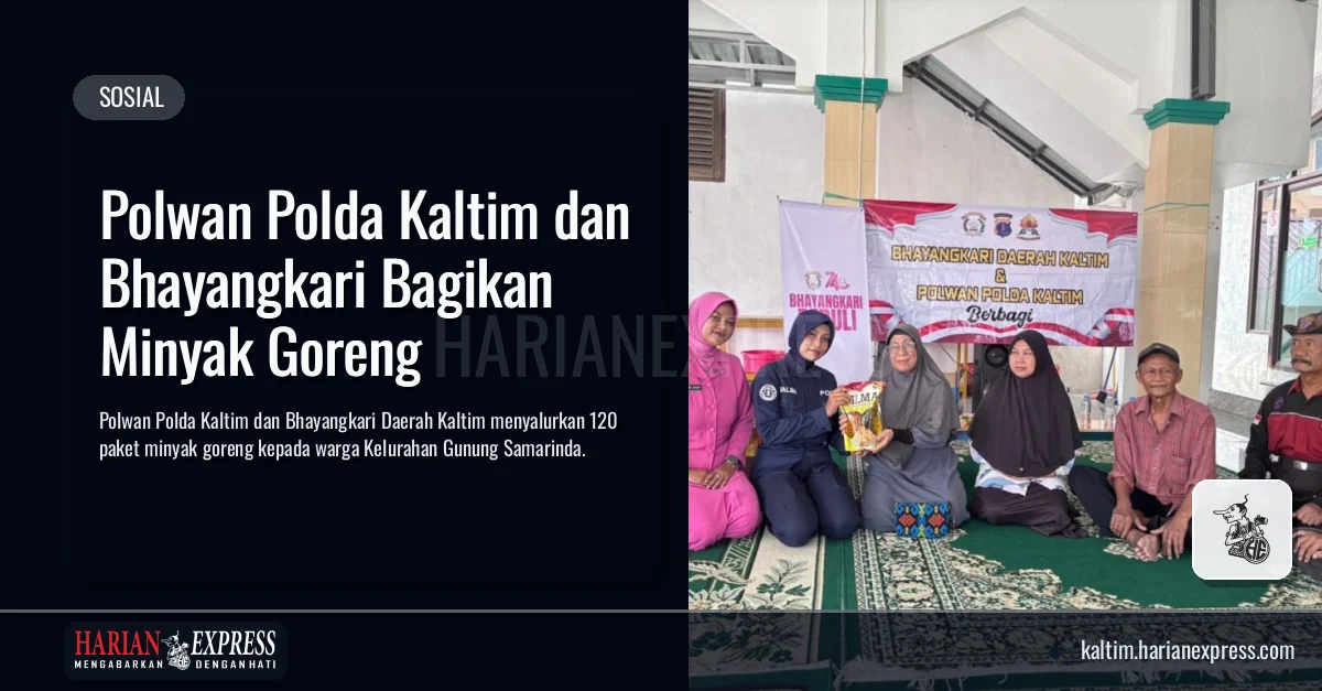 Polwan Polda Kaltim dan Bhayangkari Bagikan Minyak Goreng