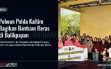 Polwan Polda Kaltim Bagikan Bantuan Beras di Balikpapan